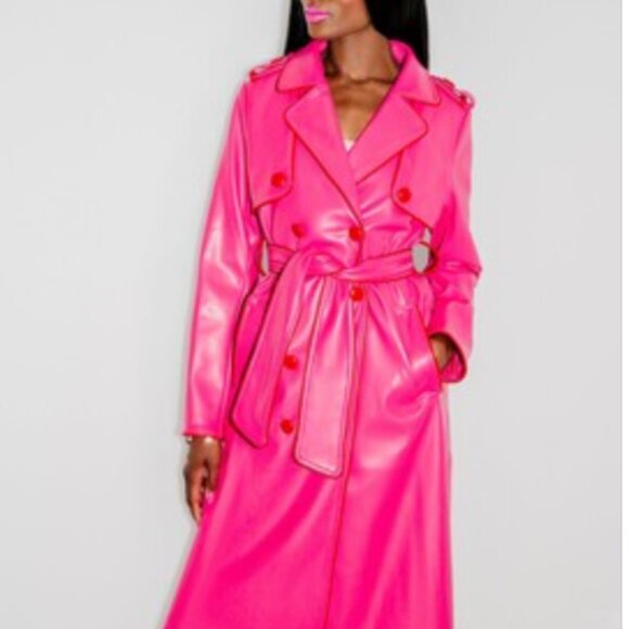 RARE Hilary Macmillan Barbie Hot Pink Trench Coat Size 1X - Picture 4 of 4